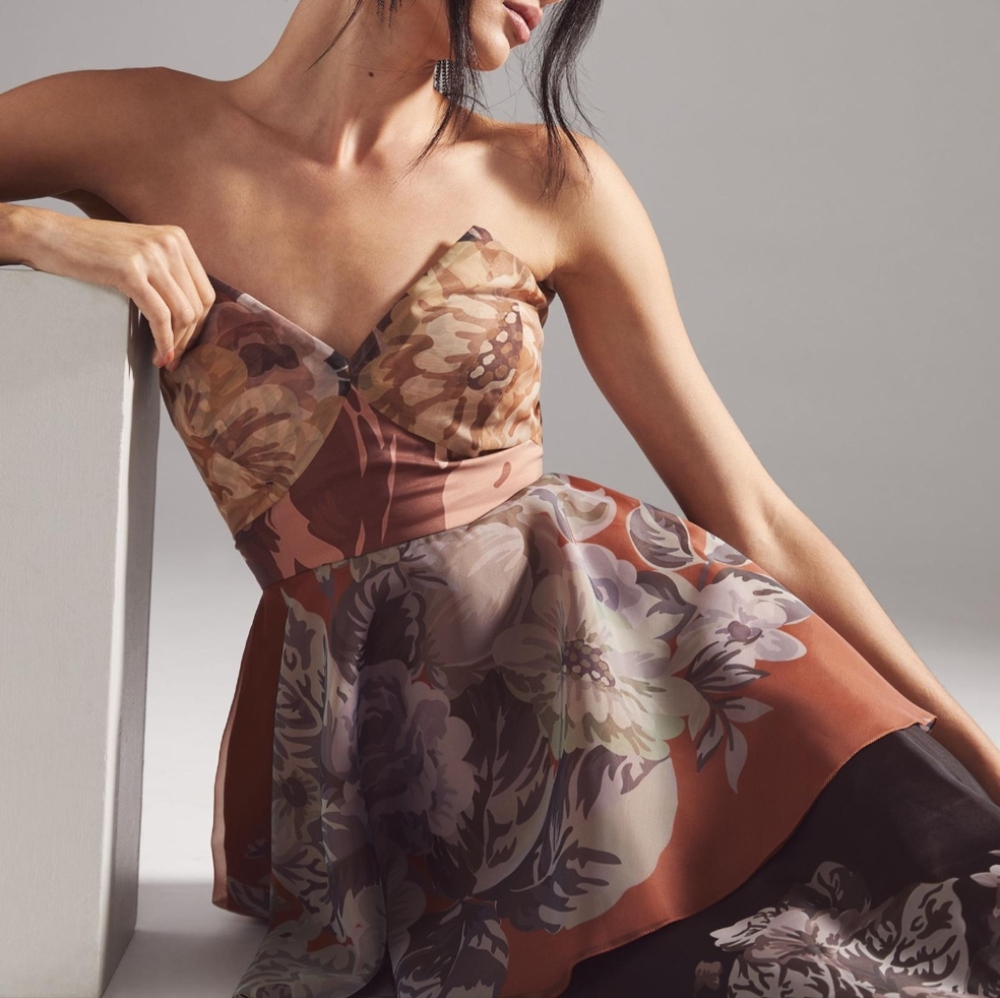 Anthropologie Geisha Designs Strapless Gown size XL
